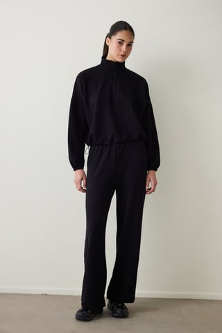 Dames Crop Half-zip Sweatshirt