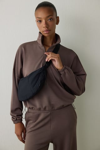 Dames Crop Half-zip Sweatshirt