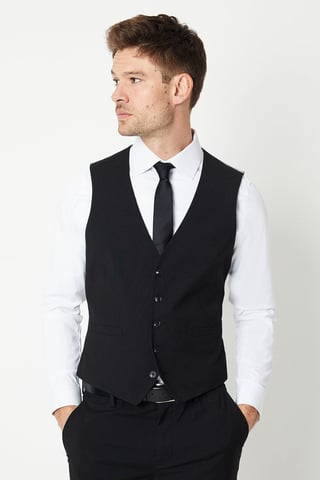 Tailored Fit Black Essential Waistcoat