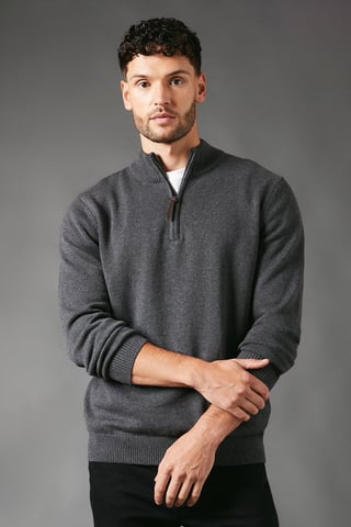 Premium Pure Cotton Half Zip Funnel Jumper