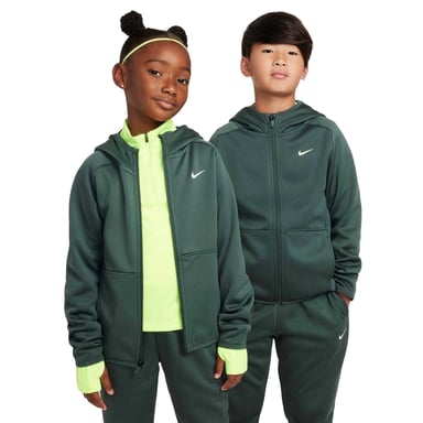 Nike Therma Fit-hoodie met lange mouwen en doorlopende rits voor kinderen (Vintage groen)