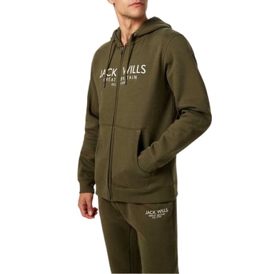 Jack Wills Heren Pinebrook hoodie met print en doorlopende ritssluiting (Blad)