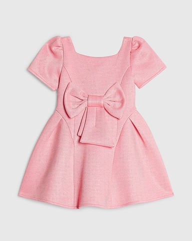 River Island Mini skaterjurk voor meisjes roze met glitterstrik
