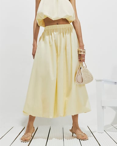 River Island Damesmaxirok Geel Popeline Bubbelzoom