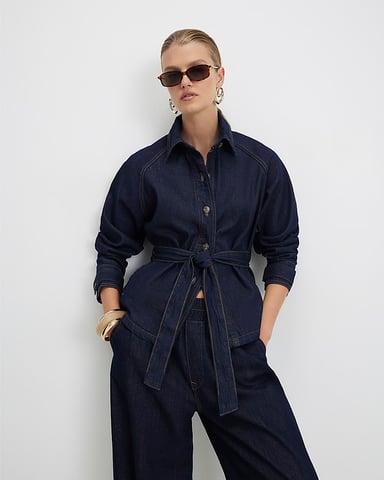 River Island Dames trenchjas Blauw Denim Kort