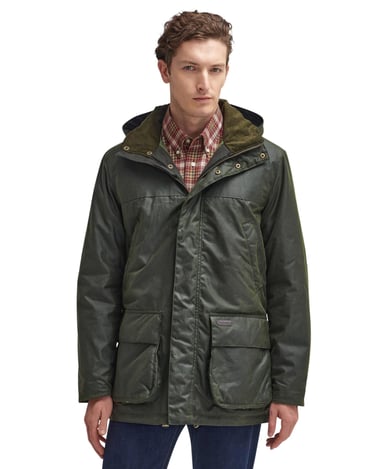 katoenen Barbour waxjas donkergroen normale fit