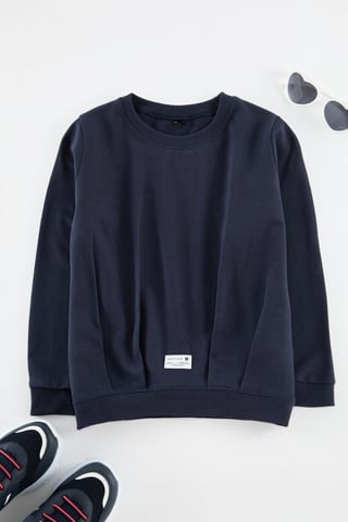 TRENDYOLKIDS Jongens Donkerblauw Effen Lang Regular fit Sweatshirts