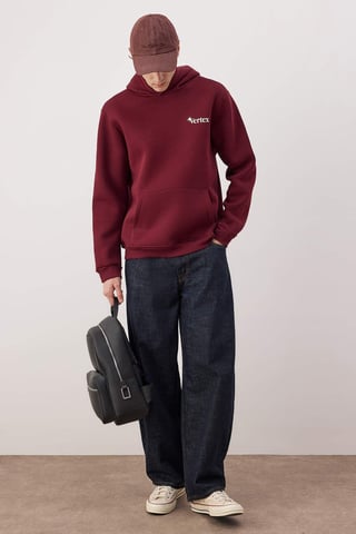 TRENDYOL MAN Heren Bordeaux Galaxy Lang Regular fit Sweatshirts