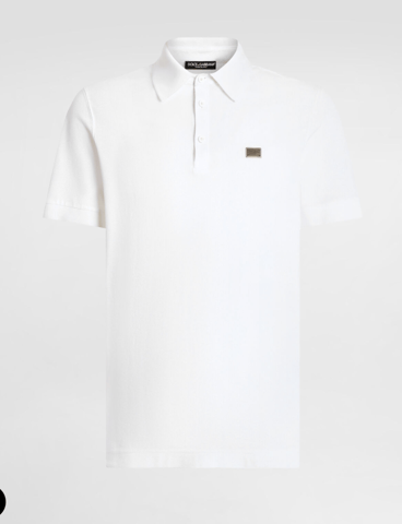 Dolche&Gabanna Poloshirt van katoenjersey met metalen merklabel Wit