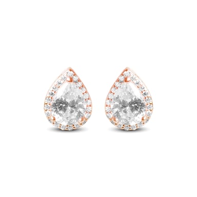 Luxenter oorbellen, 925 sterling zilveren theli en glanzende zirkonia met 18K roségoud vergulde afwerking