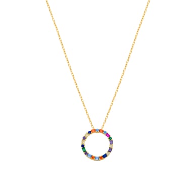 Luxenter hrius collier in 925 sterling zilver en veelkleurige zirkonia met 18 karaat geelgouden afwerking