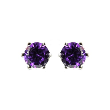 Luxenter, 925 sterling zilveren en gerhodineerde amethist oorbellen met zirkonia