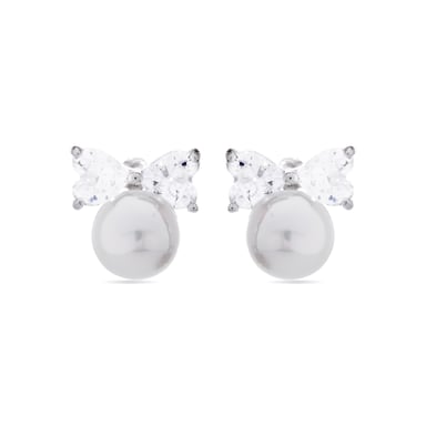Luxenter Theria 925 Sterling Zilver en Witte Parel Gerhodineerd Oorbellen