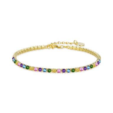 Luxenter 925 Sterling zilveren armband met multicolour zirkonia afgewerkt in 18K geel goud - Tahu