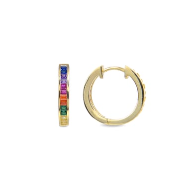 Luxenter Sterling Zilver 925 oorbellen met Veelkleurige Zirkonia afgewerkt in 18K geel goud - Tuhato