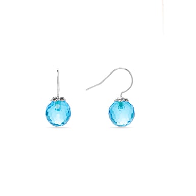 Luxenter Luxenter oorbellen, 925 sterling zilver, gele en aquamarijn blauwe hydrothermale kwarts, gerhodineerde afwerking