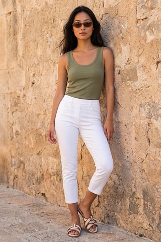 Petite Cropped Stretch Denim Jegging Cotton Capri Jean Leggings