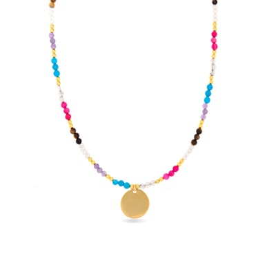 Luxenter Lyhakk Ketting in 925 Sterling Zilver en Veelkleurig Kristal afgewerkt in 18 karaat geel goud
