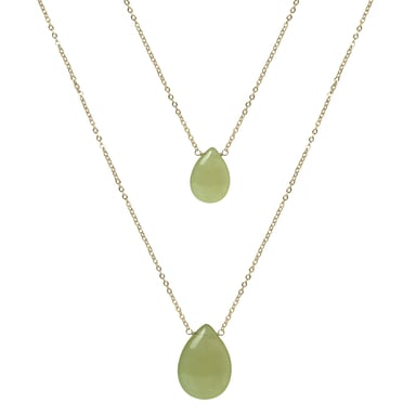 Luxeketting, metaallegering, abelia en groene jade, 18K vergulde afwerking