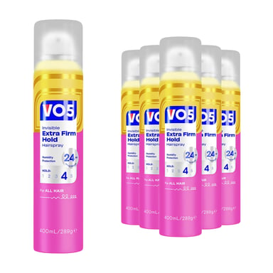VO5 Invisible Firm Hold Hair Spray with 24 Hours Humidity Protection 400ml, 6pk