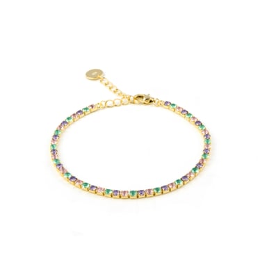 Luxenter 925 Sterling zilveren armband met multicolour zirkonia afgewerkt in 18K geel goud - Tahu