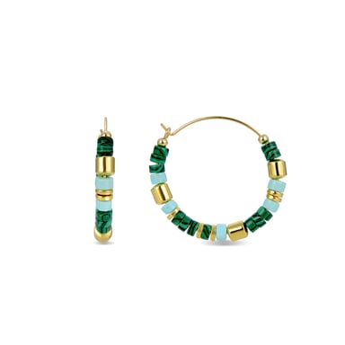 Luxent Sterling Zilver 925 Oorbellen met Malachiet in 18K Geel Goud - Ihun
