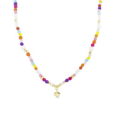 Luxenter Sterling Zilver 925 collier met Veelkleurig Kristal afgewerkt in 18K geelgoud - Nymox