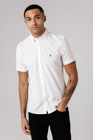 White Cotton Short Sleeve Oxford Shirt