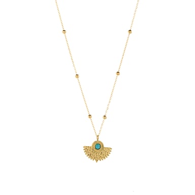 Luxenter Turkooizen collier afgewerkt in 18K geel goud - Kumora