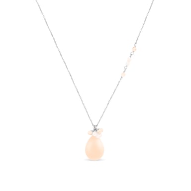 Luxeketting, metaallegering adak en oranje agaat gerhodineerd