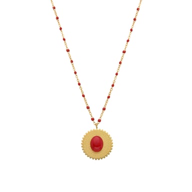 Luxenter koralen collier afgewerkt in 18K geel goud - Zarwa