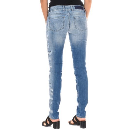 Long Denim Pants worn and torn effect 10DBF0598 woman