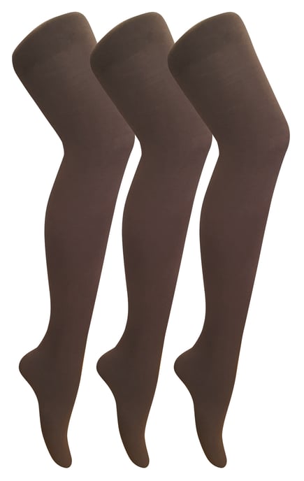 3 paar dames gekleurde ondoorzichtige 80 denier panty's - Bruin - Image 1