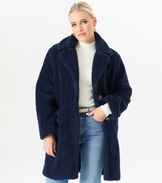Faux Fur Longline Teddy Overcoat