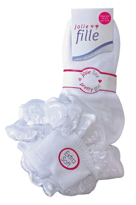 Set van 6 katoenen babysokken met stroken kant voor meisjes - Roze - Image 2