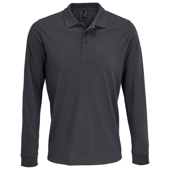 SOLS Unisex Prime Pique Polo voor volwassenen met lange mouwen (Donkergrijs) - Image 1
