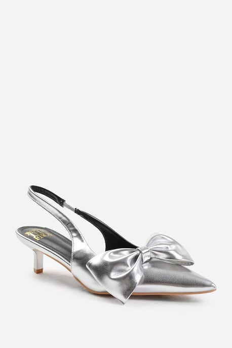 Wheres That From Womens 'Spain' Wide Fit Low Kitten Heels Pointed Toe Bow Detail