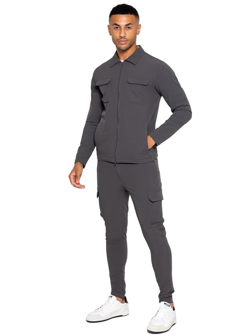Enzo | Heren Cargo Shacket Trainingspak Set - Grijs - Image 2