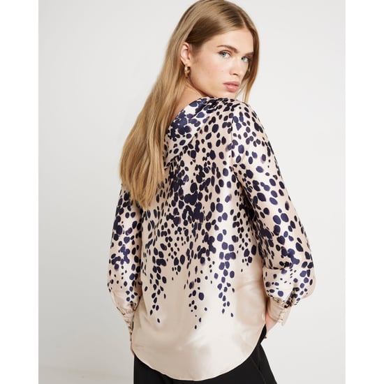 River Island Womens Blouse Cream Satin Spot One Shoulder