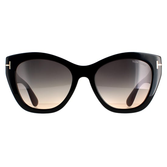 Tom Ford Cat Eye Womens Shiny Black Smoke Grey Gradient FT0940 Cara Sunglasses