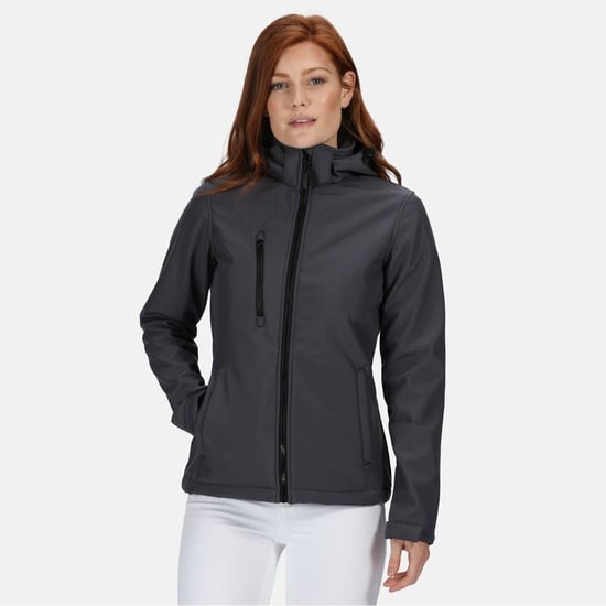 Regatta Womens/Ladies Venturer Hooded Soft Shell Jacket (Seal Grey/Black)