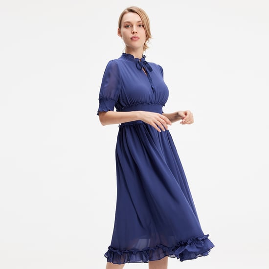 Chiffon -jurk met korrels en kleine ruches - Image 2