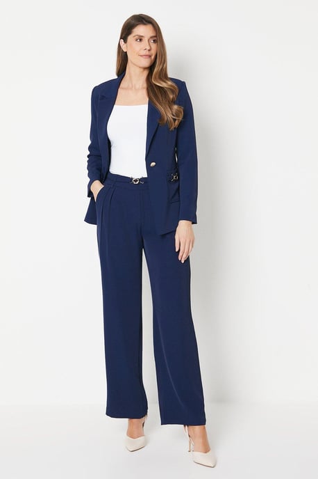 Premium Wide Leg Trouser With Trim Detail