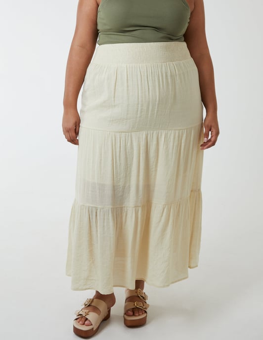 Curve Tiered Shirred Maxi Skirt