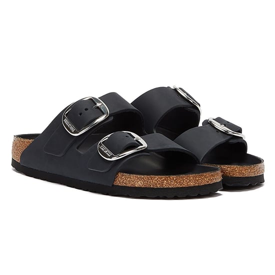 Birkenstock Arizona Grote Gesp Geolied Leer Dames Zwarte Sandalen - Image 1