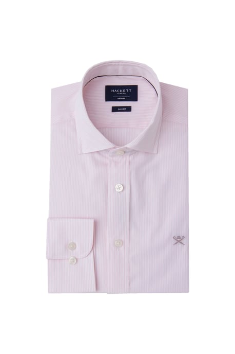 Hackett Ess Fine Bengal Stripe Long Sleeved Shirt Pink Stripe