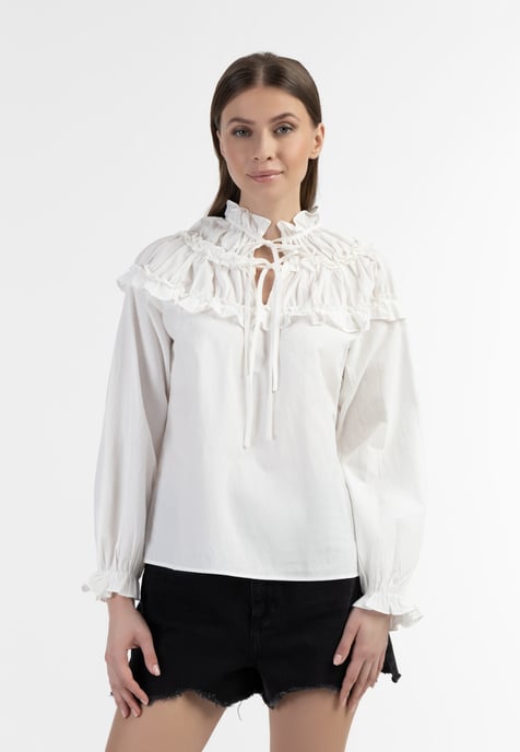 Dreimaster Blouse Dames wolwit - Image 3
