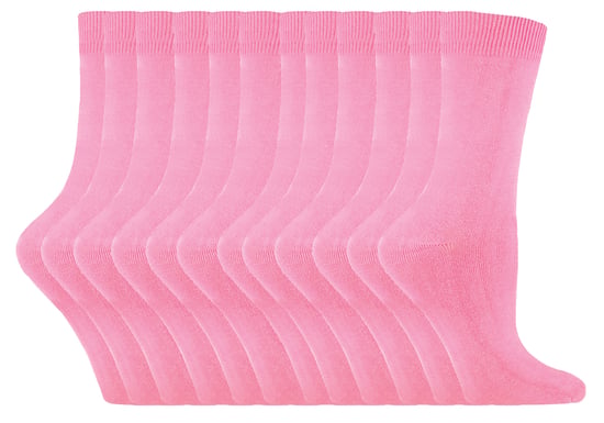 12 paar kleurrijke effen katoenrijke damessokken - Roze Roze - Image 1