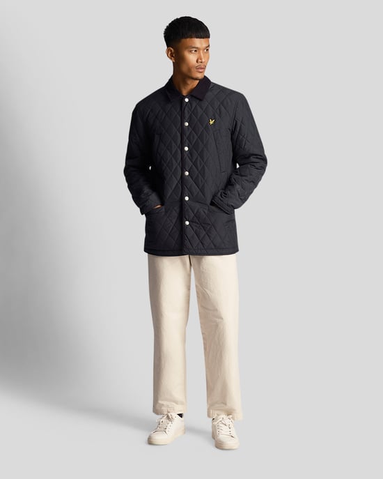 Lyle & Scott heren gewatteerde jas in marineblauw - Image 3