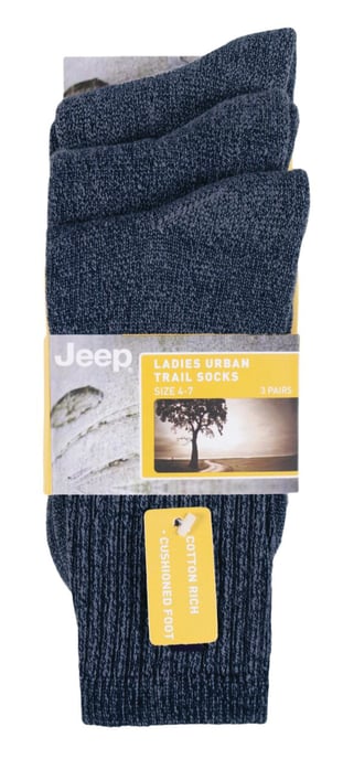 Dames Vintage Boot Sokken | Jeep | Anti-blaren Crew Lengte Katoenen Retro Sportsokken voor Vrouwen - Blauw - Image 2